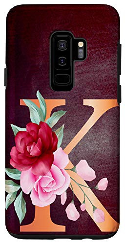 Galaxy S9 Plus  Letter K Alphabet Pink Flower Monogram Case