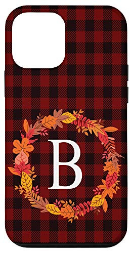iPhone 12 mini Buffalo Plaid Initial Letter B Monogram Personalized Gifts Case