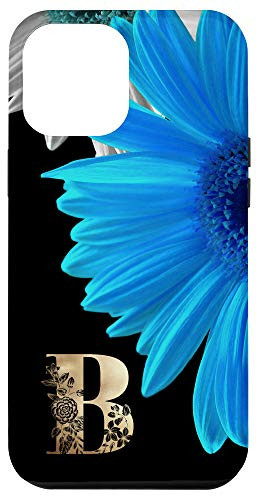 iPhone 12 Pro Max Initial B Monogram Blue Daisy Flower Phone Case