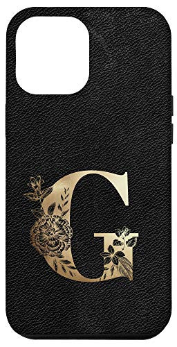 iPhone 12 Pro Max Initial G Monogram Vintage Floral Stencil Phone Case