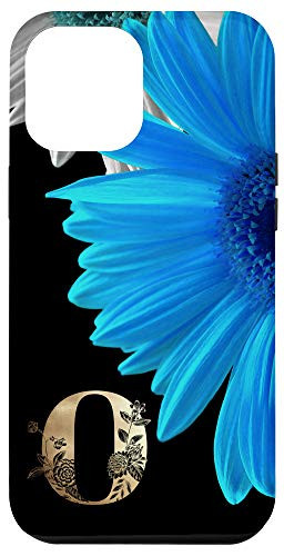iPhone 12 Pro Max Initial O Monogram Blue Daisy Flower Phone Case