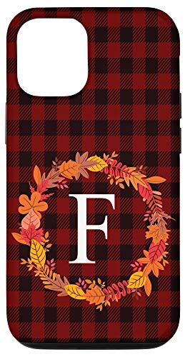 iPhone 12 12 Pro Buffalo Plaid Initial Letter F Monogram Personalized Gifts Case