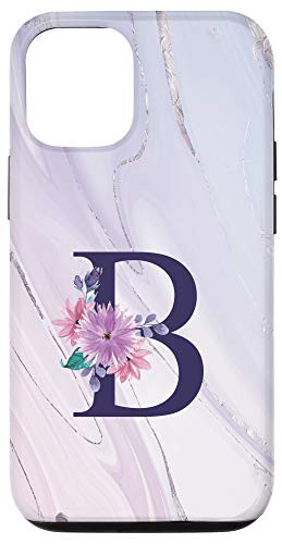 iPhone 12 12 Pro Purple Flower Initial Letter B Monogram Personalized Gifts Case
