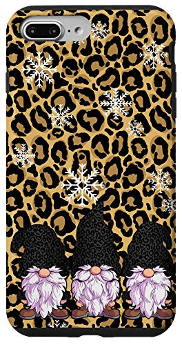 iPhone 7 Plus 8 Plus Christmas Phone Case Leopard Skin Print Three Gnomes Cheetah Case
