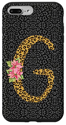 iPhone 7 Plus 8 Plus Cute Letter G Leopard Cheetah Animal With Sunflowers Pattern Case