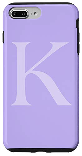 iPhone 7 Plus 8 Plus Lavender Gray Letter K Initial Monogram Light Purple Lilac Case