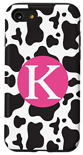 iPhone SE _2020_   7   8 Cute Letter K Initial Monogram Name Cow Print Pattern Gift Case