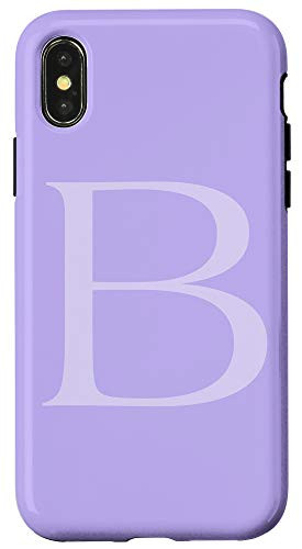 iPhone X XS Lavender Gray Letter B Initial Monogram Light Purple Lilac Case