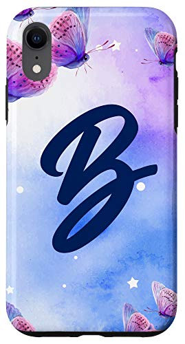 iPhone XR Butterfly Personalized Girly Monogram B Initial Letter Case