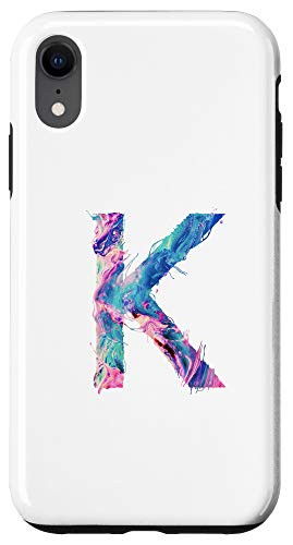 iPhone XR Cool Modern Letter K Abstract Paint Pattern on White AAN011k Case
