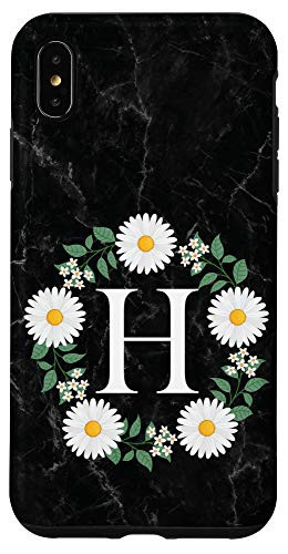 iPhone XS Max Initial Letter H Monogram Daisy Flower Personalized Gifts Case