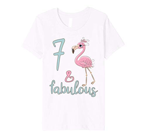 Kids 7 Birthday Party Fabulous Flamingo Outfit 7th Bday Girl Gift Premium T_Shirt
