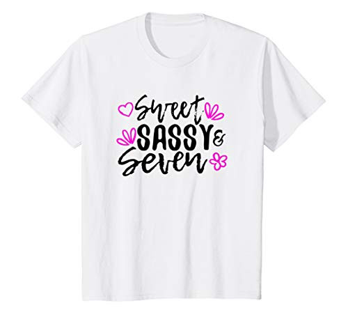 Kids 7 Years Old Birthday T_Shirt Sweet Sassy And Seven