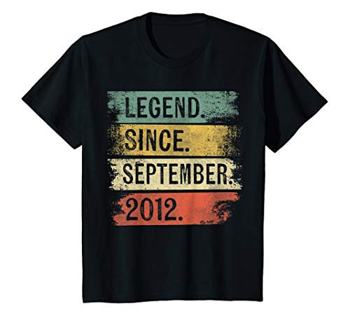 Kids Legend Since September 2012 7th Birthday Gifts 7 Year Old T_Shirt