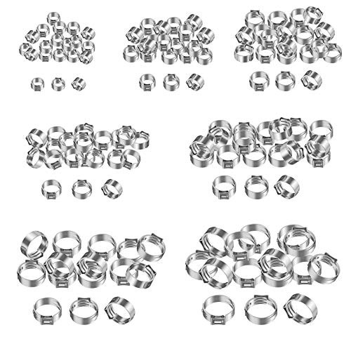Proster 130pcs Hose Clamps Rings 7_21mm 304 Single Ear Stepless Hose Clamps Assortment Stainless Steel Cinch Clamp Rings Proster 130pcs Hose Clamps Rings 7_21mm 304 Single Ear Stepless Hose Clamps Assortment Stainless Steel Cinch Clamp Rings