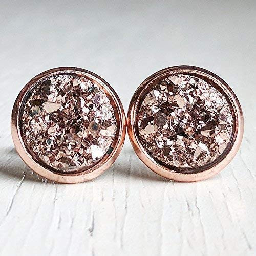 Rose Gold on Rose Gold _ Druzy Stud Earrings _ Hypoallergenic Posts