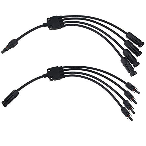 ZOOKOTO Solar Connector Y Branch 1 to 4 5_Way Connector Adapter Splitter Combiner Parallel Adapter Cable Wire Plug Tool Kit for MC4 Solar Panel 1 Pair?M FFFF and F MMMM?