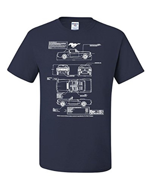 1966 Ford Mustang GT Blueprint T_Shirt American Classic Tee Shirt Navy Blue L 1966 Ford Mustang GT Blueprint T_Shirt American Classic Tee Shirt Navy Blue L