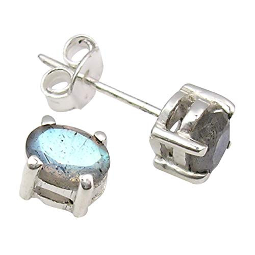 SilverStarJewel Sterling Silver Blue 5 x 7 mm Labradorite Earrings 0.3 inch  Jewellery Gift SilverStarJewel Sterling Silver Blue 5 x 7 mm Labradorite Earrings 0.3 inch  Jewellery Gift