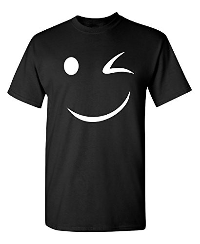 Wink Smile Graphic Novelty Sarcastic Funny T Shirt L Black