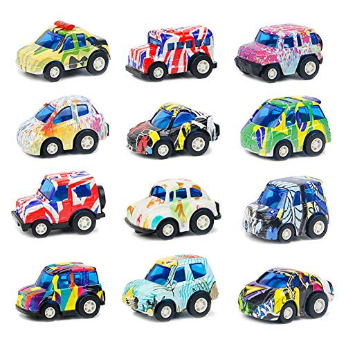 Pull Back Vehicles Diecast Metal Toy Cars Police Car Mini Vehicles Model Kit Party Favors Cake Decorations Topper Best Birthday Gift for Children Toddlers Kids 3 4 5 Years Old, 12 Pieces