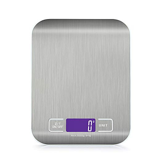 Ajcoflt 11lb Food Scale Digital Kitchen Scale LCD Display Scale Weight KG G oz ml and lb for Baking and Cooking Stainless Steel Portable Food Scale 1g Precise