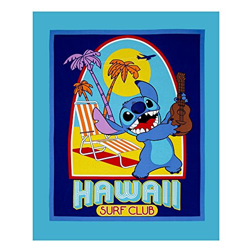 E. E. Schenck  inch Disney Lilo and Stitch Stitch 36 In. Panel Blue Quilt Fabric inch  Quilt Fabric_ Gold Red Black