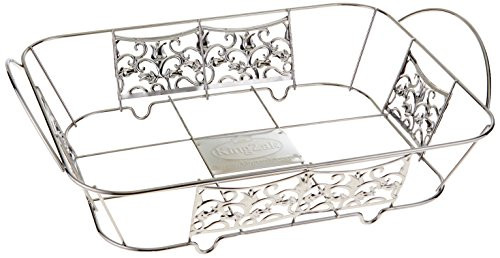 Hanna K. Signature Decorative Wire Pan Holder for 1 2 Aluminum Pan_ Chrome