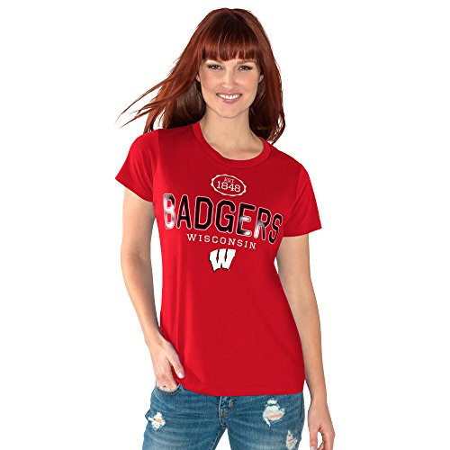 GIII For Her NCAA Wisconsin Badgers Women's Round The Bases Short Sleeve Tee_ Large_ Red