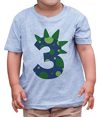 7 ate 9 Apparel Boy's Three Dinosaur 3rd Birthday Grey T_Shirt 2T