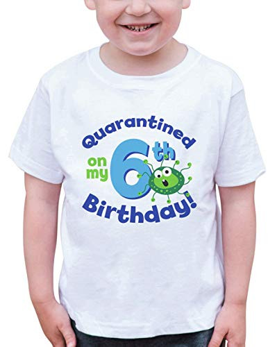 7 ate 9 Apparel Kids Six Birthday Quarantine Germ White T_Shirt 5T