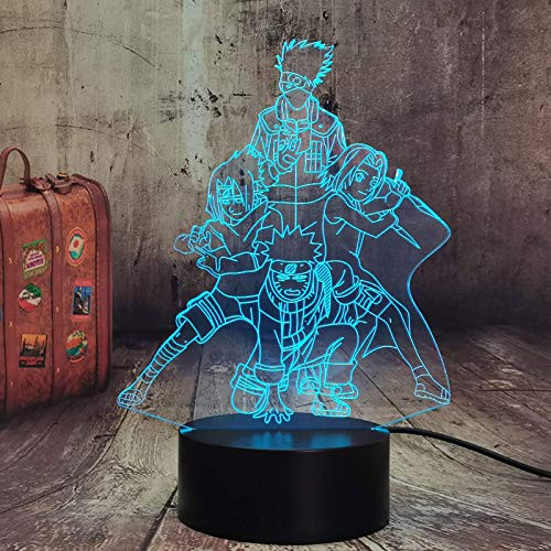 Anime Naruto Led Night Light Sasuke Kakashi Hatake Uzumaki Naruto Uchiha Sasuke Haruno Sakura Kids Bedroom Nightlight Decor Itachi Uchiha 3D Lamp Child Xmas Toys Mood Lampara