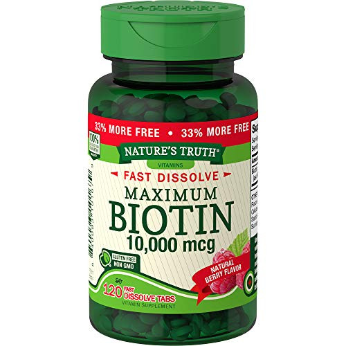 Biotin 10000mcg _ 120 Fast Dissolve Tablets _ Maximum Strength _ Hair Skin and Nails Supplement _ Natural Berry Flavor _ Vegetarian_ Non_GMO_ Gluten Free _ by Nature's Truth