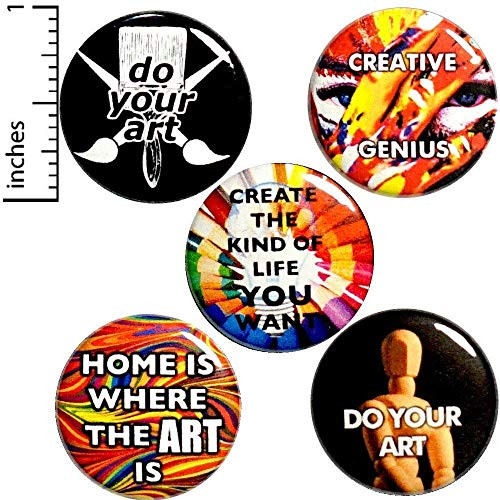 Artist 5 Pack Buttons Pins for Backpack 1 Inch P8_3