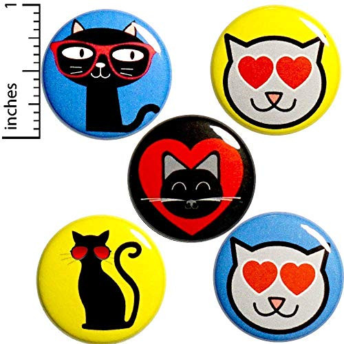 Cute Cat Buttons 5 Pack Pin or Magnet 1 Inch P21_3