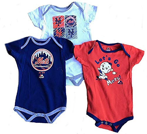 Outerstuff MLB Newborn _0M_9M_ Infant _12M_24M_ Go Team 3_Pack Creeper Set_ New York Mets_ 24 Months