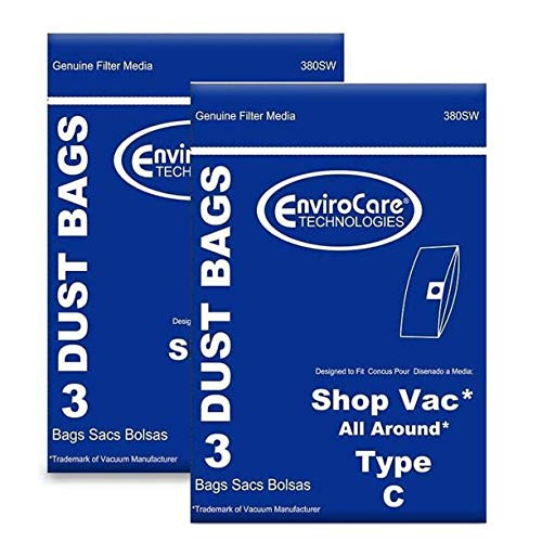 TVP Replacement for Shop Vac Vacuum Bag for 9066900   380SW   Style C _2 Pack 6 Bags_
