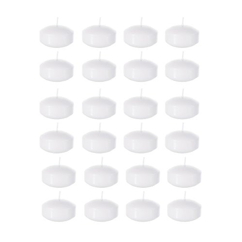 Mega Candles - Unscented 2" Floating Disc Candles - White, Set of 24
