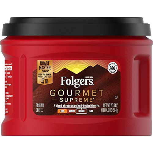 Folgers Gourmet Supreme Ground Coffee_ Medium Dark Roast_ Caffeinated_ 20.6 Ounces _Pack of 3__ Packaging May Vary