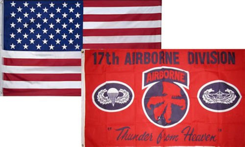 K's Novelties 3x5 Wholesale Combo USA American  and  17th Airborne Division Flag 3'x5' _2 Pack_ Set