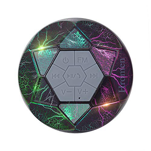 Hromen Diamond Bluetooth Speaker_ IPX4 Waterproof Portable Wireless Shower Speaker with FM Radio_HD Sound_TWS_ Suction Cup  and  Compatible for Smart Phones_ RGB Light Inside_Cracking Tattoo _Black_