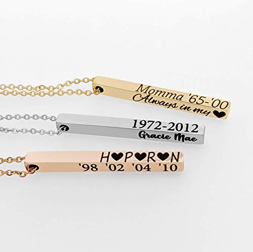 Personalized Vertical Bar Necklace 3D 4 sided Name Plate Bar Gold Necklace Custom Silver Necklace Graduation Gift Wedding Gifts for Her Bridesmaid Gift Mom Personalized Vertical Bar Necklace 3D 4 sided Name Plate Bar Gold Necklace Custom Silver Necklace Graduation Gift Wedding Gifts for Her Bridesmaid Gift Mom