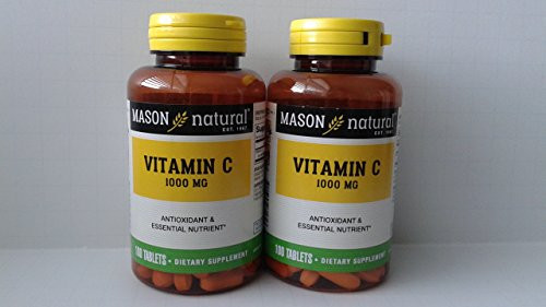 2 Pack Special of MASON NATURAL C_1000 MG PURE ASCORBIC ACID TABLETS 100 per bottle
