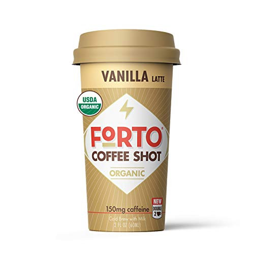 FORTO Coffee Shots _ Vanilla Latte_ Ready_to_Drink on the go_ High Energy Cold Brew Coffee _ Fast Coffee Energy Boost_ 2 Fl Oz_ Pack of 6