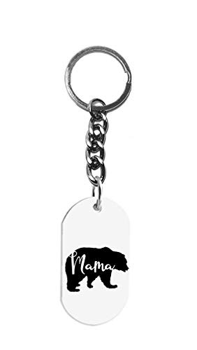 Hat Shark Parent Bear Negative Space Text Silhouette _ 3D Color Printed Metal Ring Key Chain Keychain _Mama Bear_