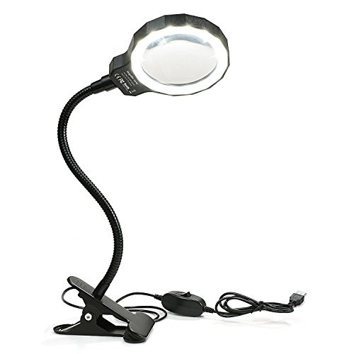 ALeaf 3X LED Magnifying Glass Lamp,Reading Magnifier, Magnifier Glass Lamp Great for Reading,Hobbies, Inspection and Maintenance,Crafts, Workbench- Black ALeaf 3X LED Magnifying Glass Lamp,Reading Magnifier, Magnifier Glass Lamp Great for Reading,Hobbies, Inspection and Maintenance,Crafts, Workbench- Black