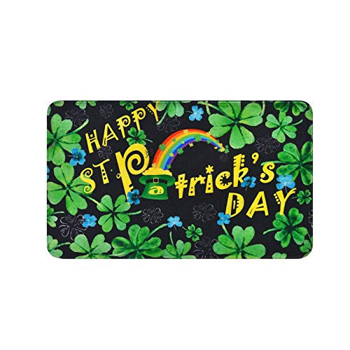 St. Patrick's Day Door Mat_ Green Shamrocks Door Mat Welcome Doormats Lucky Clover Rugs Decorative Floor Mats Carpets for St. Patrick's Day Decor Home Decorations _F_
