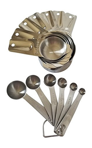 MiracleKitchenInc 13 piece measuring cups and spoons set - stainless steel measuring cups and spoons -7 cups and 6 spoons set - Stackable
