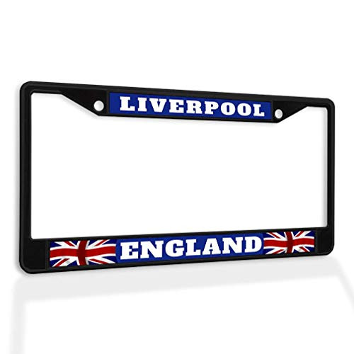POUDBDH Metal Insert License Plate Frame Liverpool England B Weatherproof Car Accessories Black 2 Holes Solid Insert