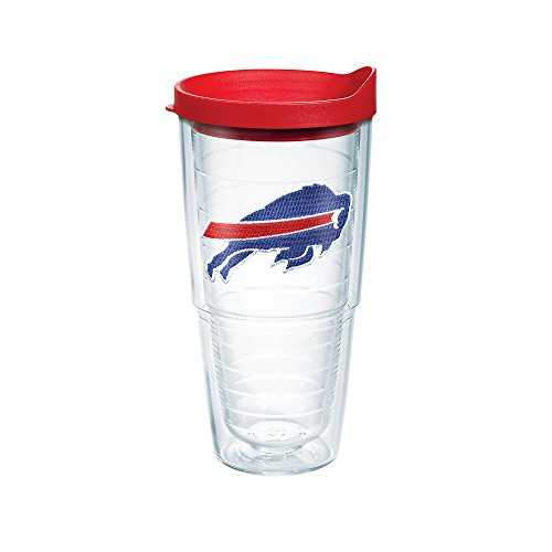 Tervis 1039103 NFL Buffalo Bills Primary Logo Tumbler with Emblem and Red Lid 24oz, Clear